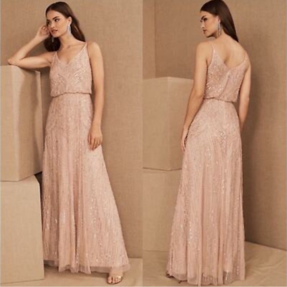 BHLDN NWT Pink and Gold Sleeveless Maxi gown - Picture 1 of 16